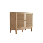 Oak & Rattan Small Sideboard
