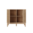 Oak & Rattan Small Sideboard