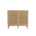 Oak & Rattan Small Sideboard