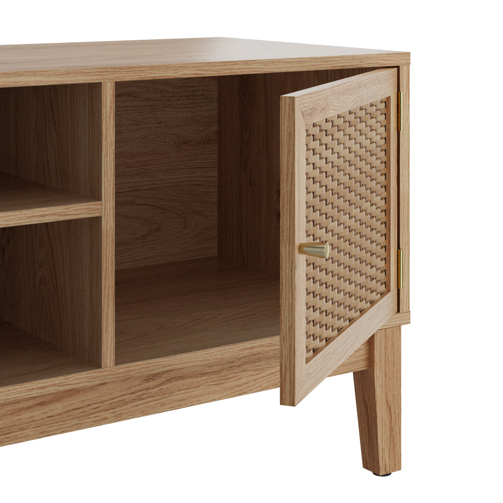 Oak and Rattan TV Unit
