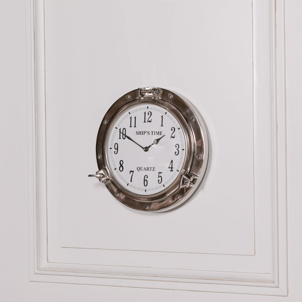 Polished Port Hole Ships Wall Clock