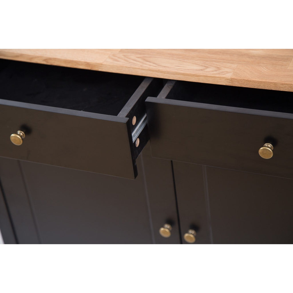 Industrial Sideboard 2 Doors & 2 Drawers Black Frame-Oiled Wood