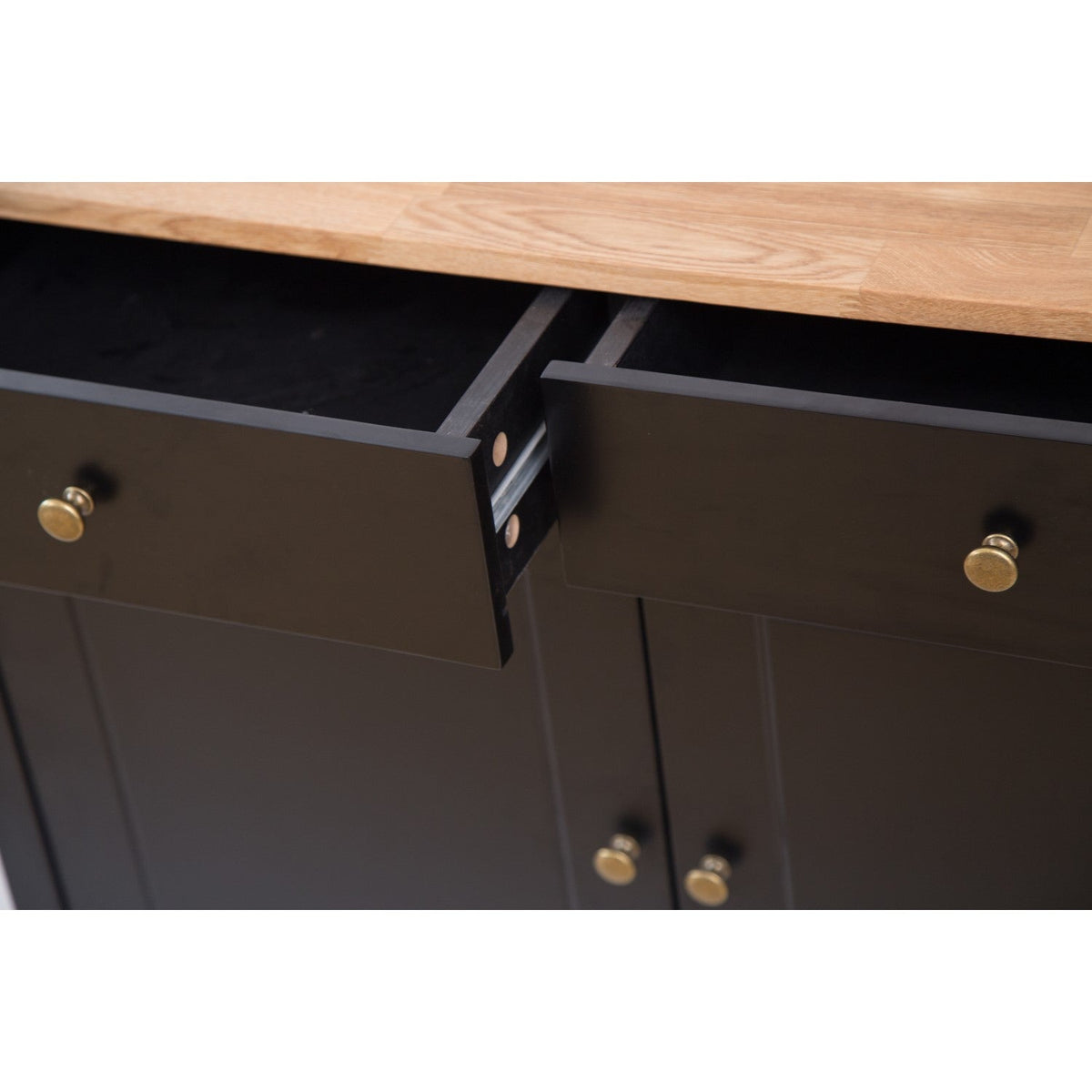 Industrial Sideboard 2 Doors & 2 Drawers Black Frame-Oiled Wood
