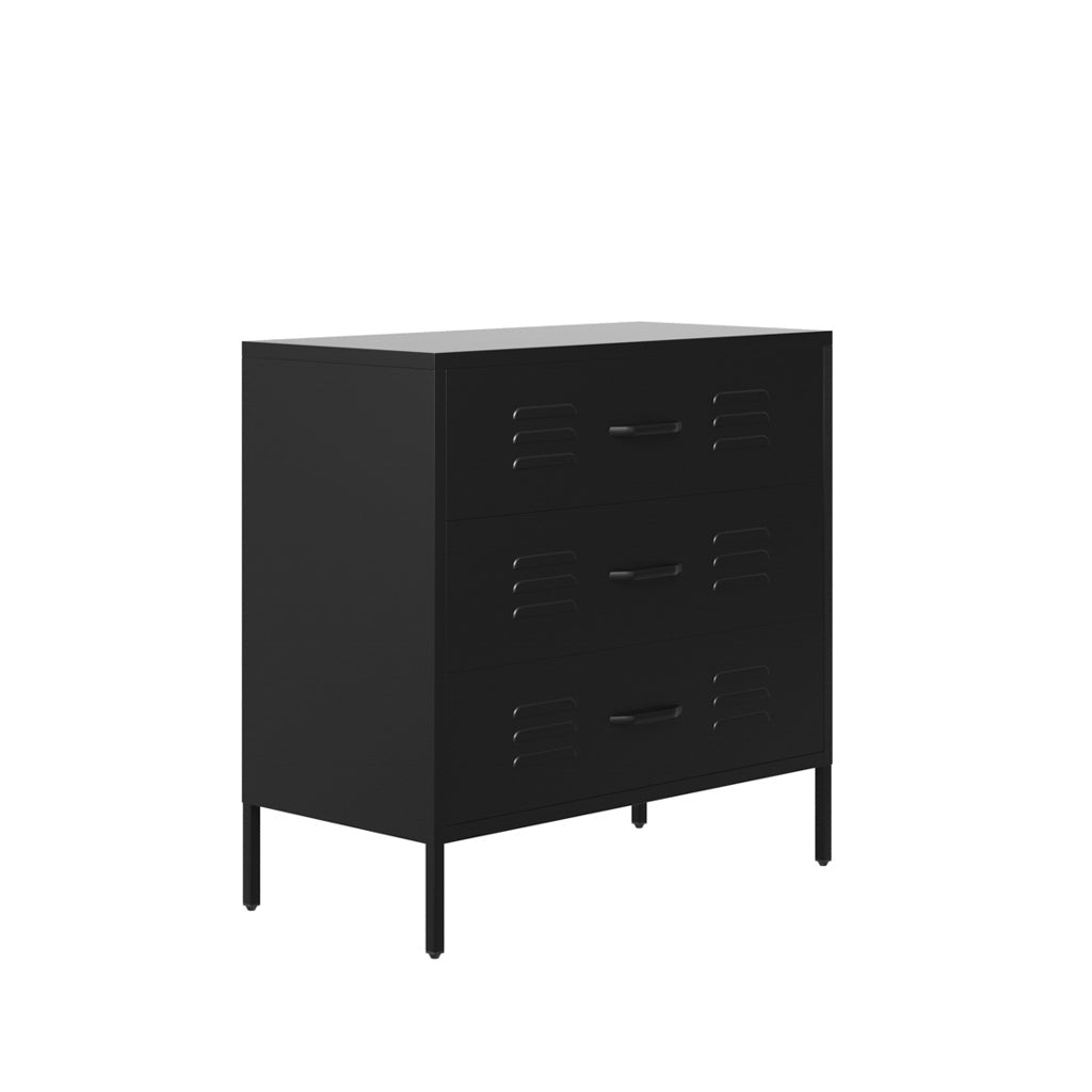 Black Metal Industrial Style Chest Of Drawers