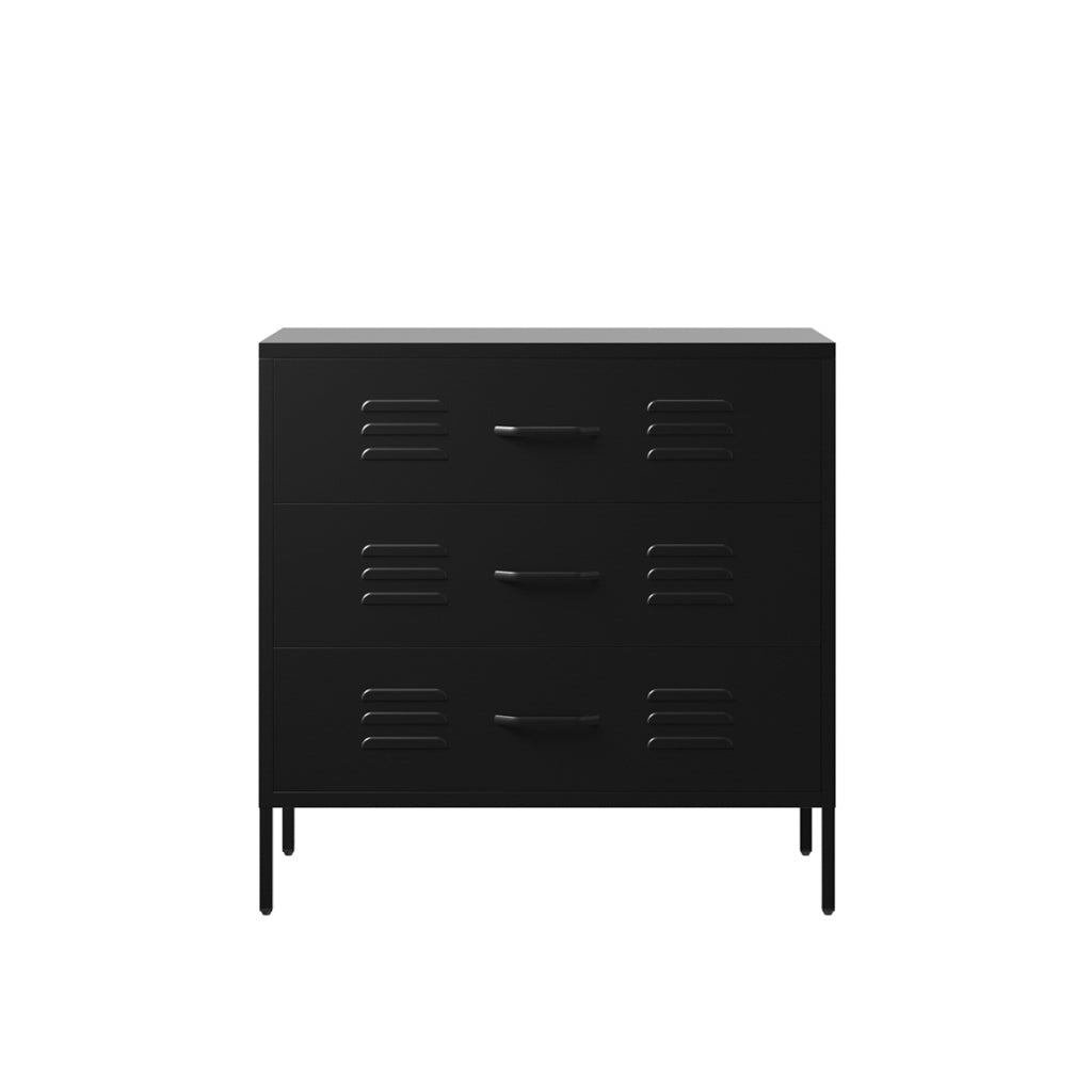 Black Metal Industrial Style Chest Of Drawers