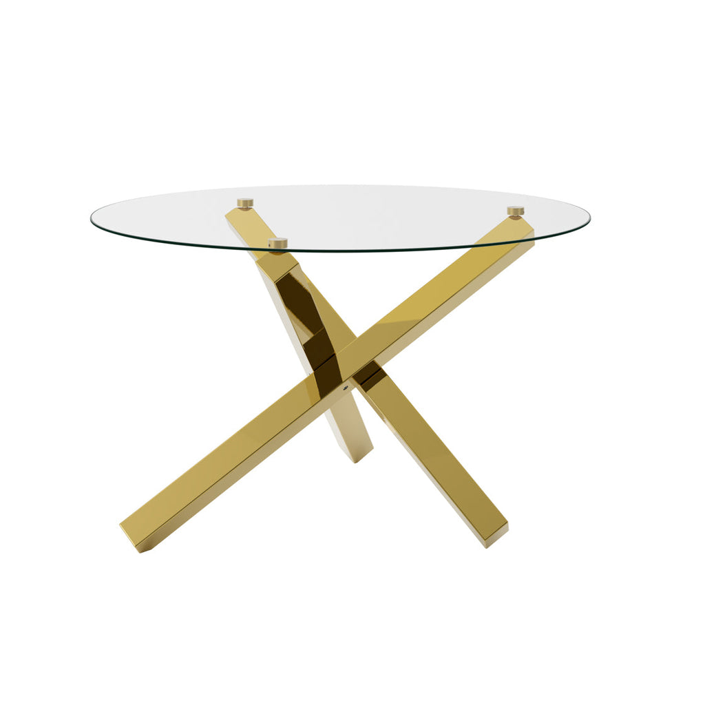 Gatsby Glass Top & Gold Legs Dining Table