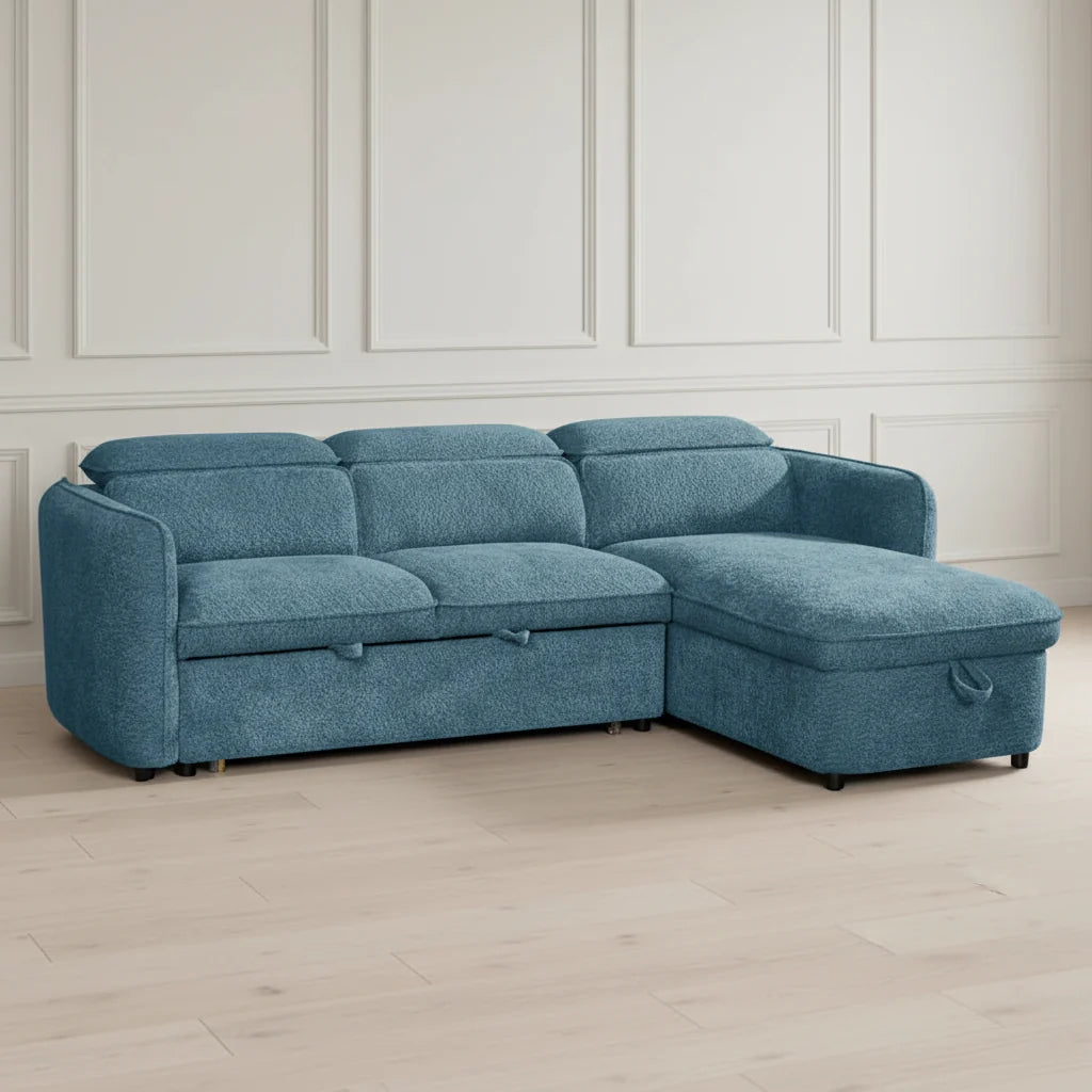 Capri Universal Corner Sofabed With Storage in blue