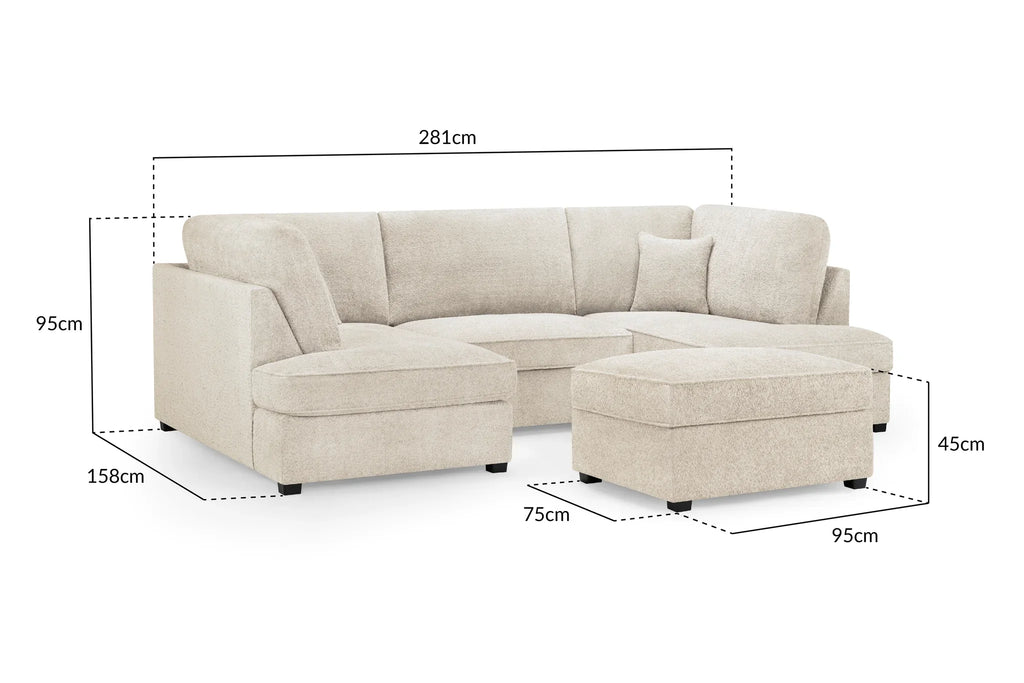Carnaby Cinema U-Shape Sofa In Boucle Beige