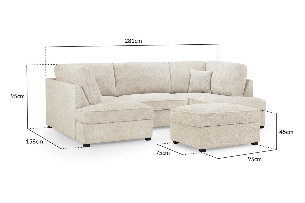 Carnaby Cinema U-Shape Sofa In Boucle Beige