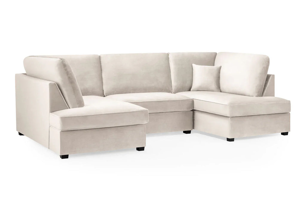 Carnaby Cinema U-Shape Sofa In Plush Velvet Beige