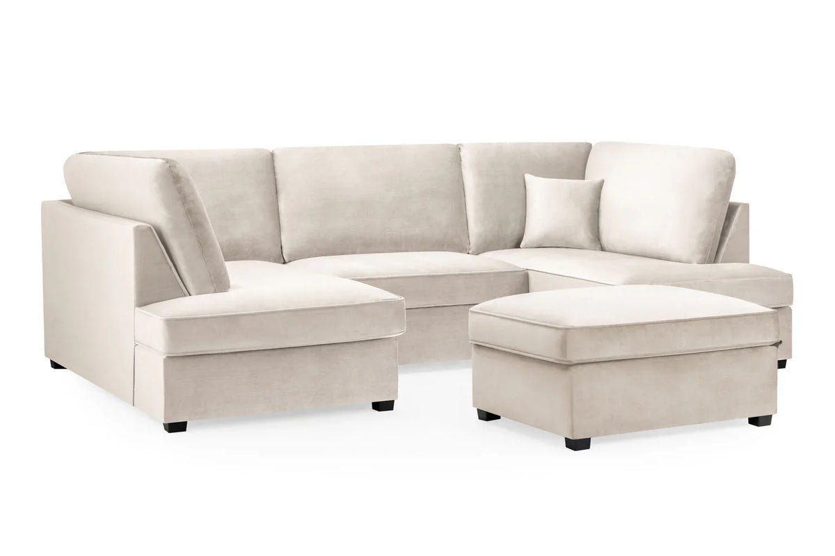 Carnaby Cinema U-Shape Sofa In Plush Velvet Beige