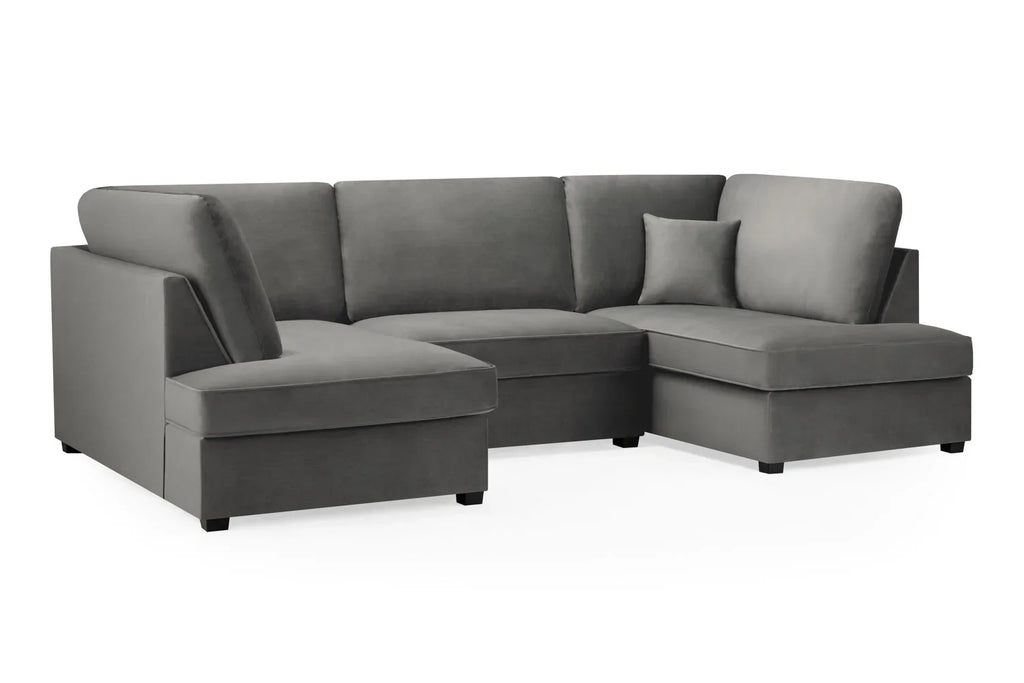 Carnaby Cinema U-Shape Sofa In Plush Velvet Grey