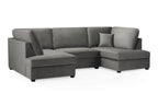 Carnaby Cinema U-Shape Sofa In Plush Velvet Grey