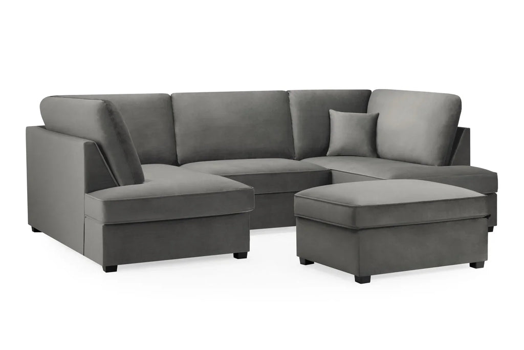 Carnaby Cinema U-Shape Sofa In Plush Velvet Grey