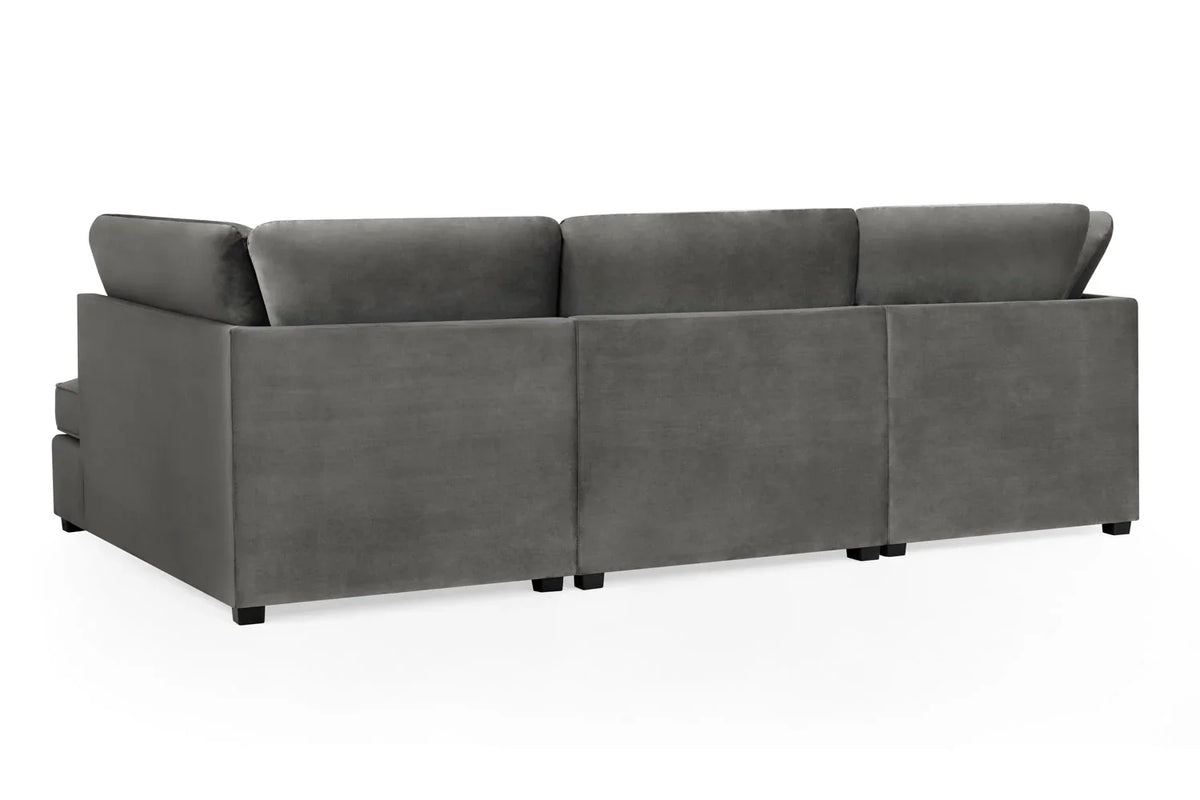 Carnaby Cinema U-Shape Sofa In Plush Velvet Grey
