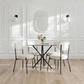 Casa Black Round Dining Table with 4 Smith Ivory Chairs