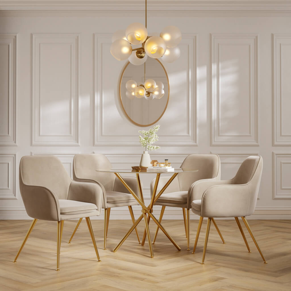 Glass Top & Gold Legs Dining Table