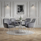 Glass Top & Chrome Silver Legs Dining Table