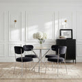Casa Round Silver Dining Table with 4 Smith Black Chairs