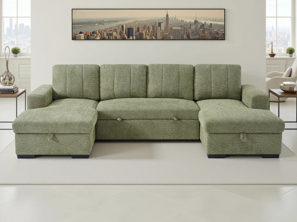 Como Sofabed Green U Shape Corner