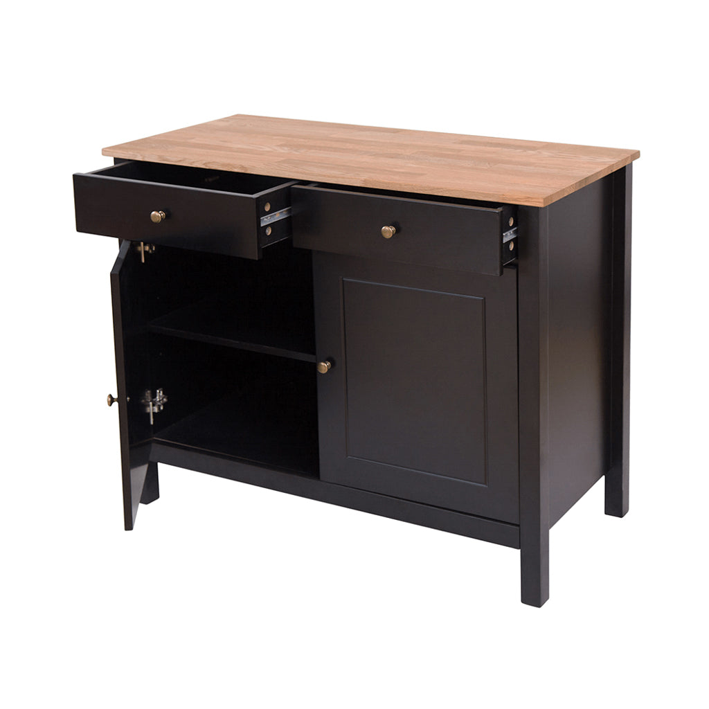 Industrial Sideboard 2 Doors & 2 Drawers Black Frame-Oiled Wood