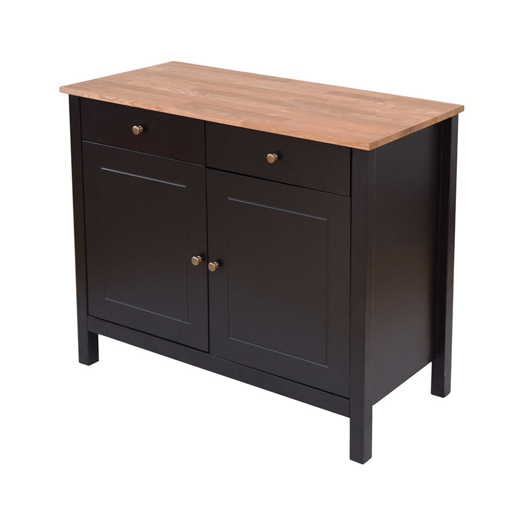 Industrial Sideboard 2 Doors & 2 Drawers Black Frame-Oiled Wood