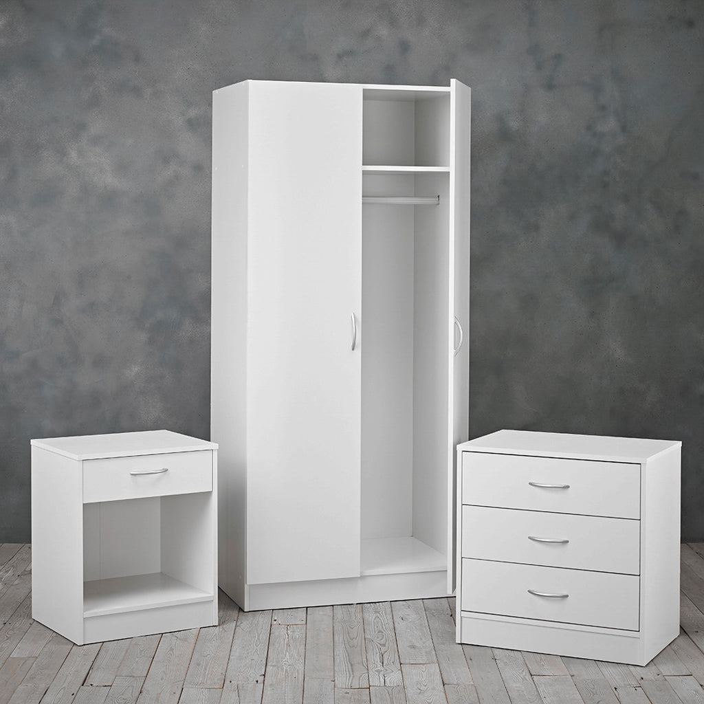 White Modern Three Piece Bedroom Set