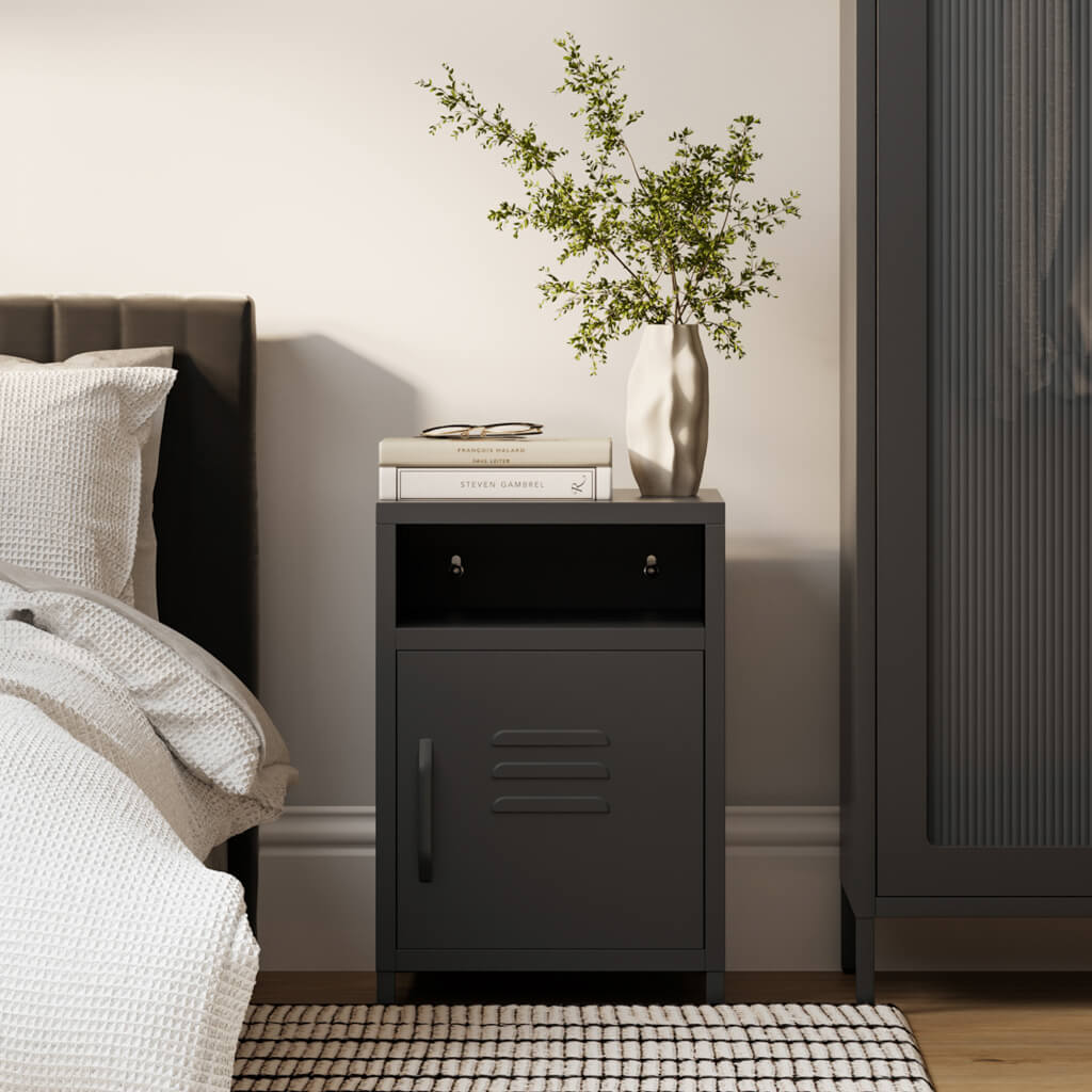 Industrial Style Black Bedside Cabinet