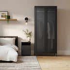 Industrial Style Black Bedside Cabinet