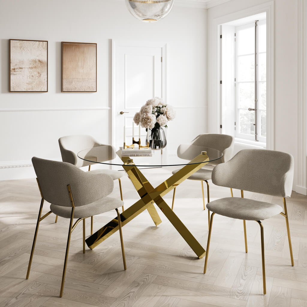 Pair Of Dorchester Wheat and Gold Dining Chair