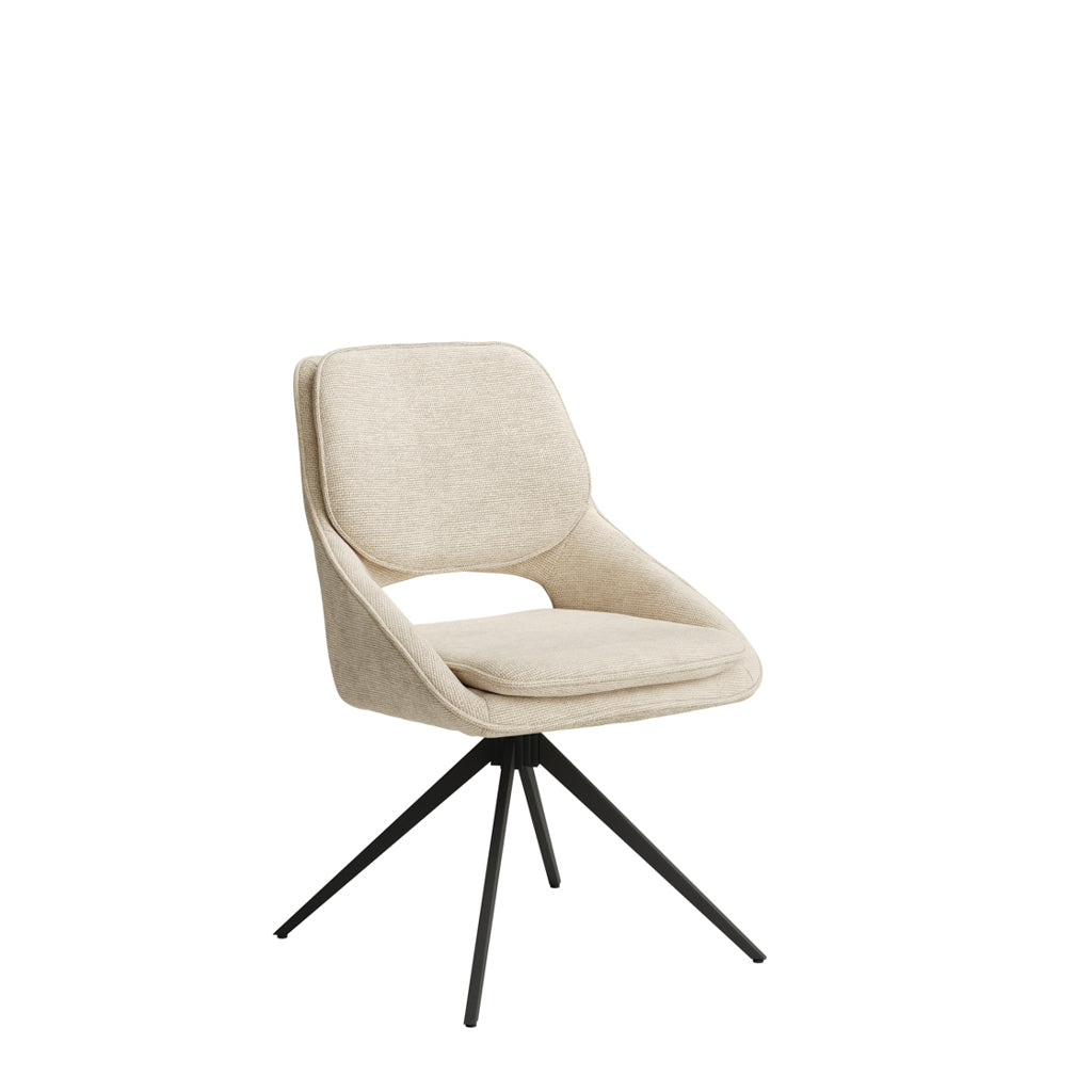 Louie Black Dining Table with 4 Edisto Off White Dining Chairs