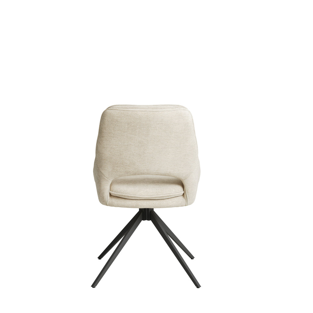 Louie Black Dining Table with 4 Edisto Off White Dining Chairs