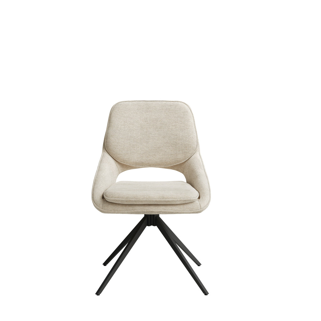 Louie Black Dining Table with 4 Edisto Off White Dining Chairs