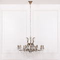 Gold 12 Branch Shallow Cut Glass Chandelier