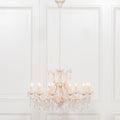 Cream 12 Branch Shallow Cut Glass Chandelier
