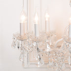 White 12 Branch Shallow Cut Glass Chandelier