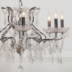 Chrome 8 Branch Shallow Cut Glass Chandelier
