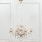 Cream 8 Branch Shallow Cut Glass Chandelier