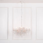White 8 Branch Shallow Cut Glass Chandelier