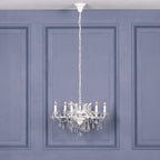 White 6 Branch Shallow Cut Glass Chandelier