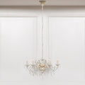 Cream 6 Branch Shallow Cut Glass Chandelier