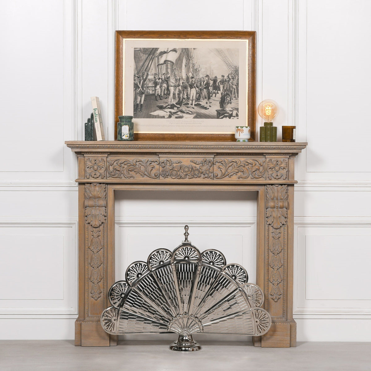 Chrome Folding Fire Screen