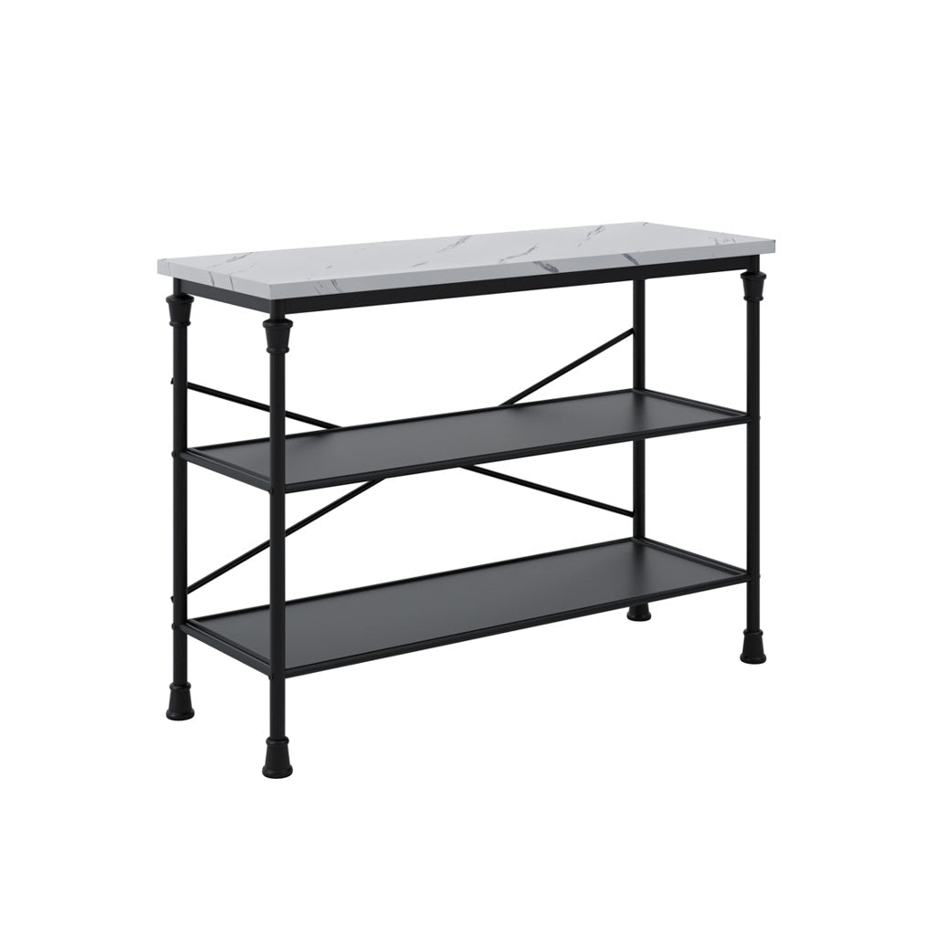 White Marble & Black Frame Console Table
