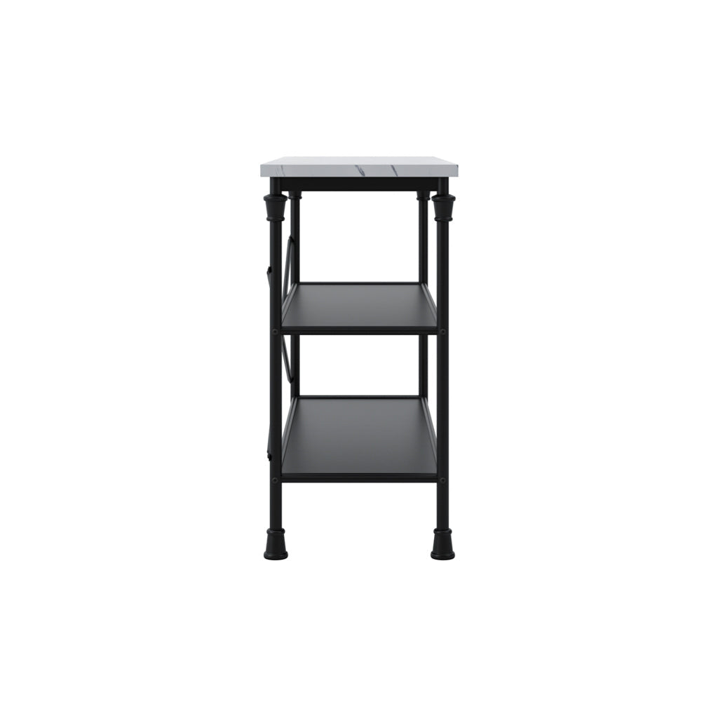 White Marble & Black Frame Console Table