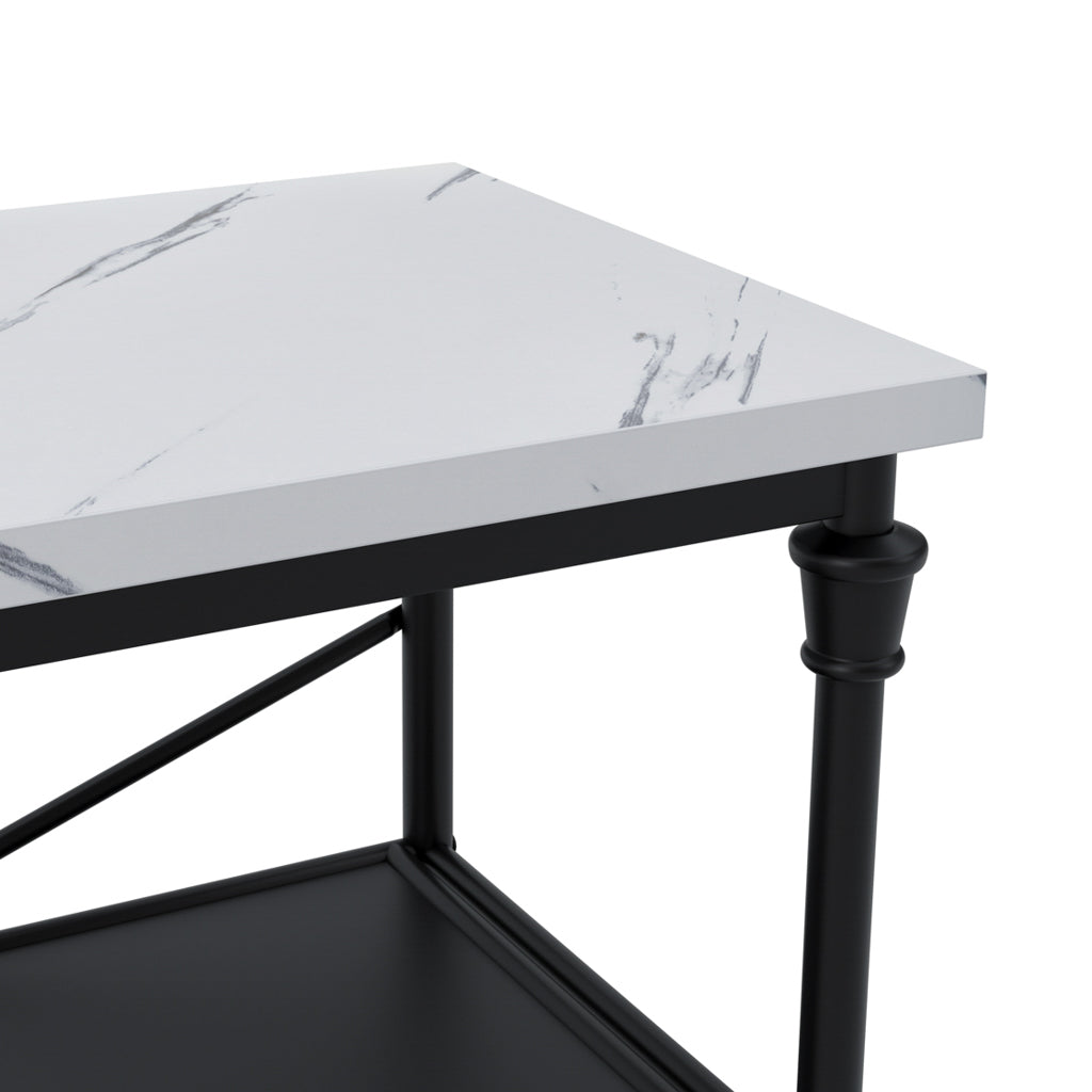 White Marble & Black Frame Console Table