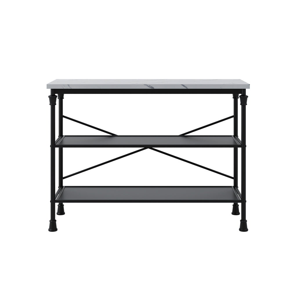 White Marble & Black Frame Console Table