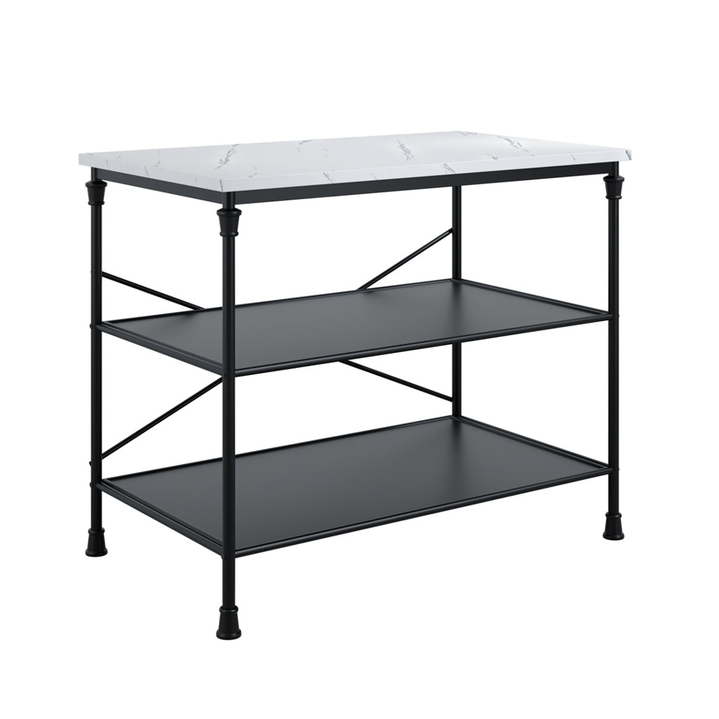 Marble And Black Kitchen Island