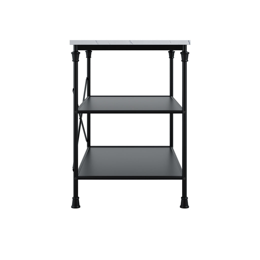 Marble And Black Kitchen Island