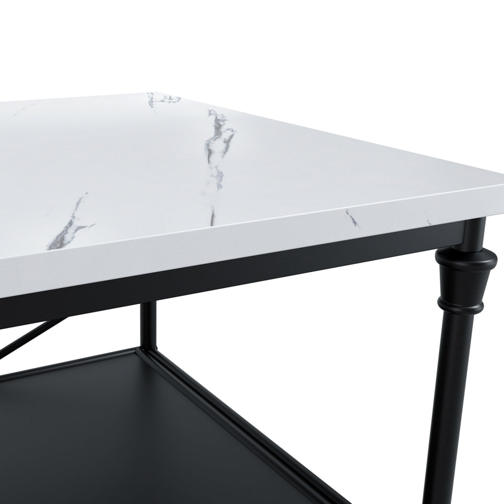 Marble And Black Kitchen Island