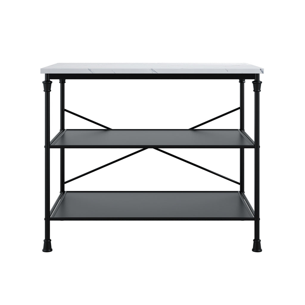 Marble And Black Kitchen Island